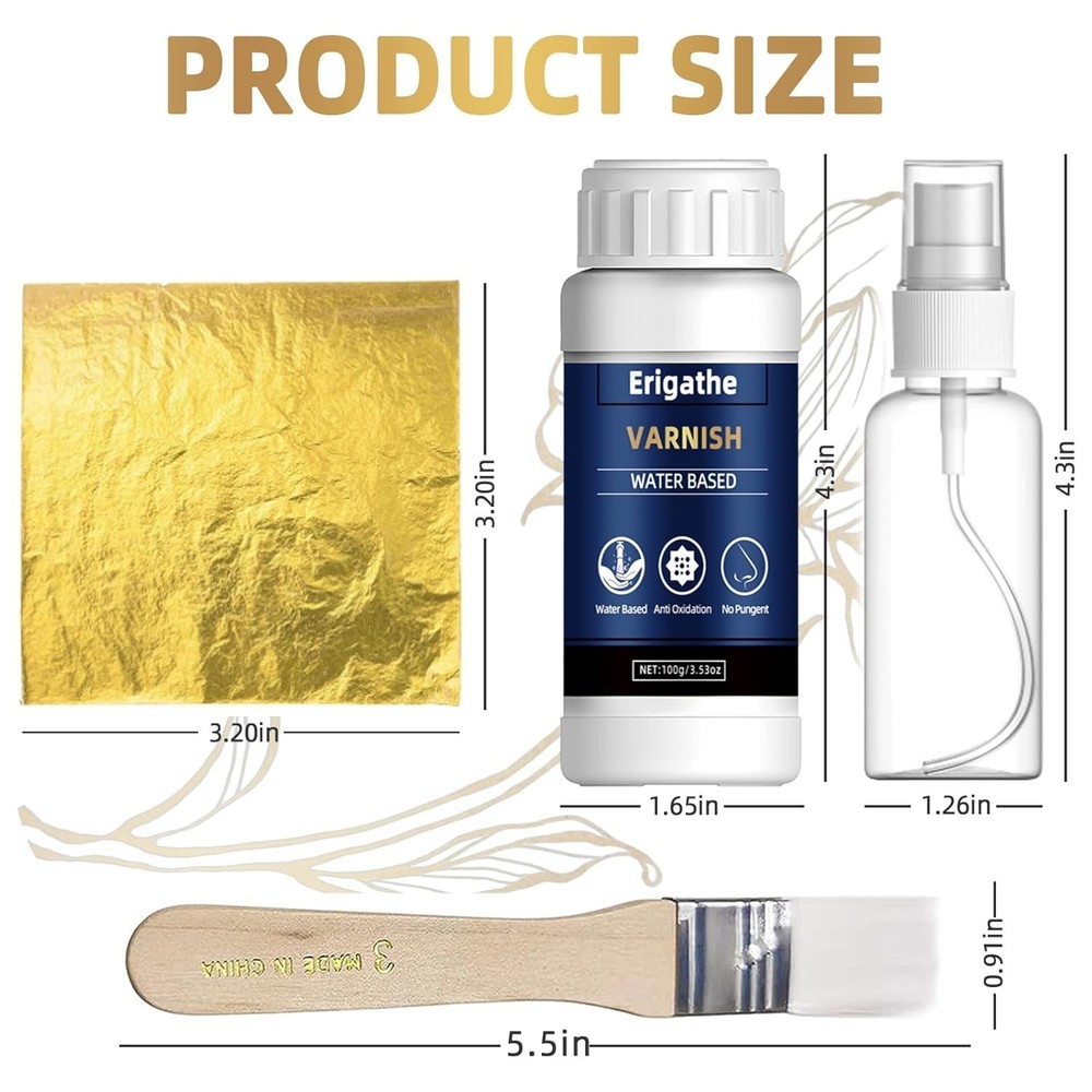 Gold Leaf Kit, Gilding Adhesive Set, 100Ml Water Based Adhesive and 100Ml