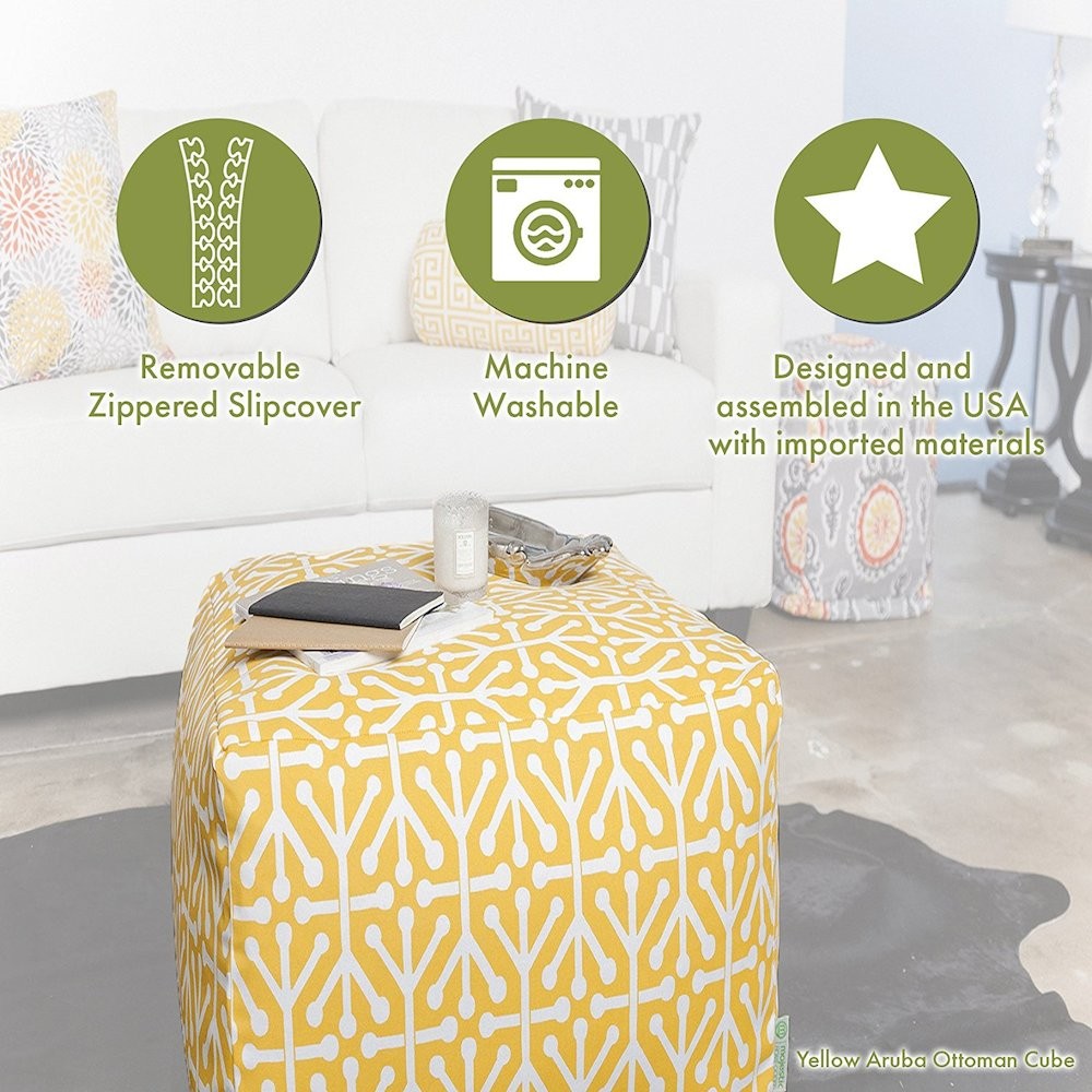 Majestic Home Goods Cube Pouf Chevron Gray