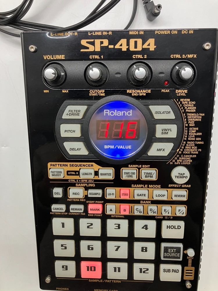 Roland SP-404 Sampler Black 2007 w/Adapter + Compact Flash Working BW26207