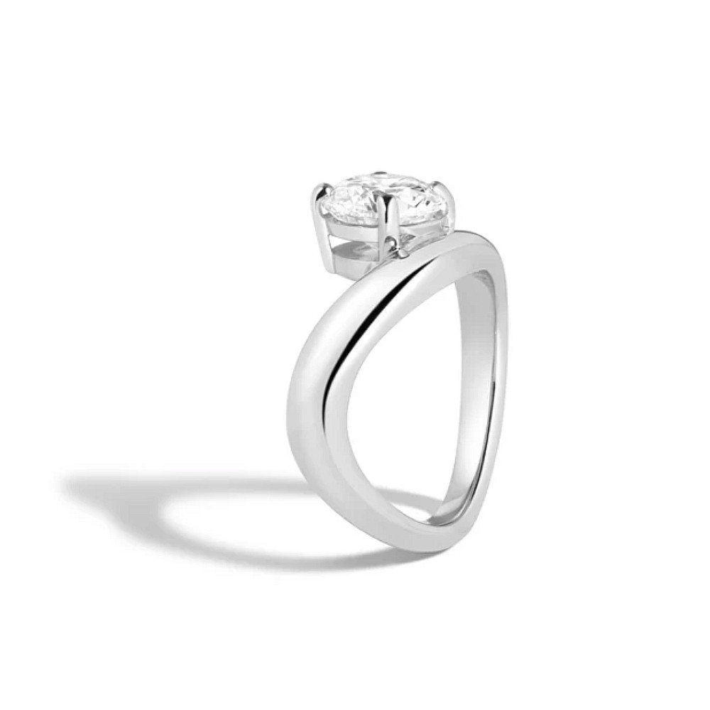 Engagement Ring Semi Mount Oval Shape Setting Solid 14k White Gold Sizes 6 6.5 7