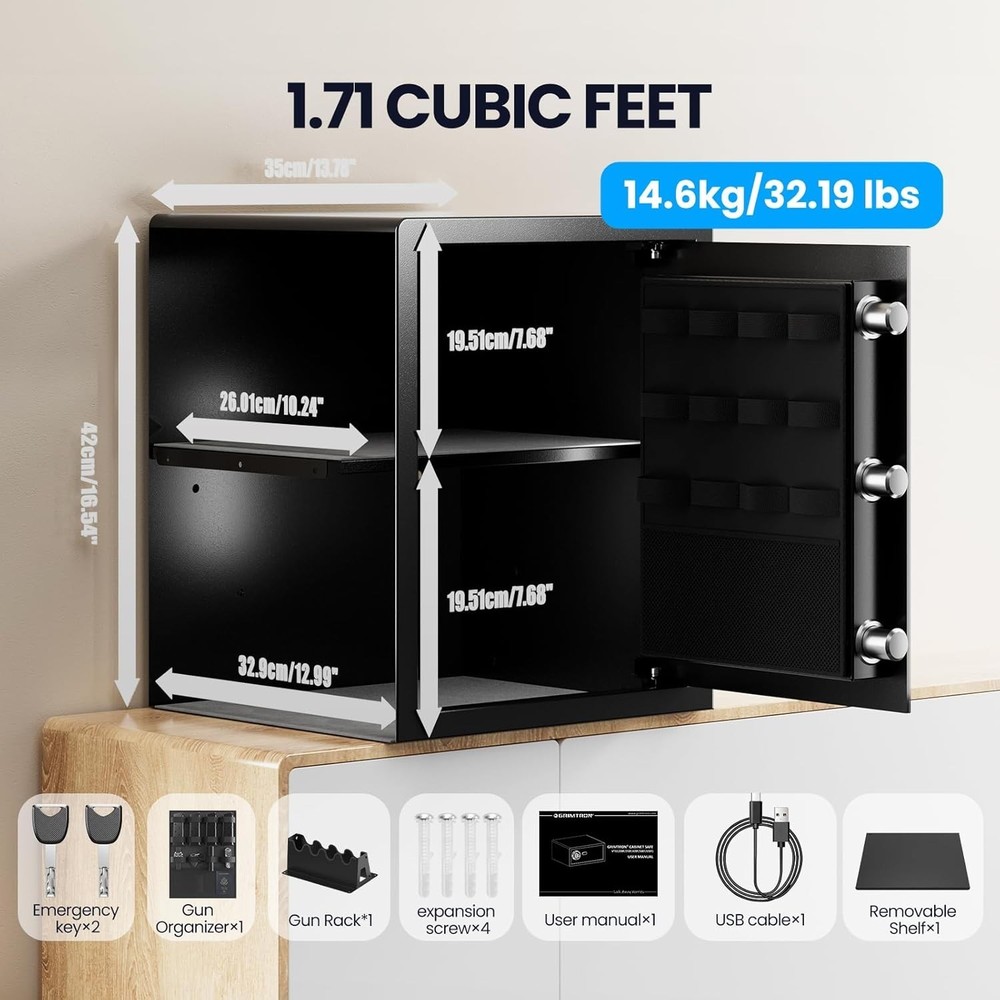Durable Biometric Fingerprint Safe - Secure Lock Box for Home & Office Security