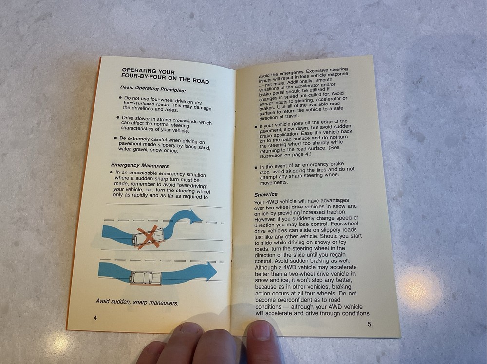 1982 Ford Owners Guide Supplement For Safe 4x4 Driving