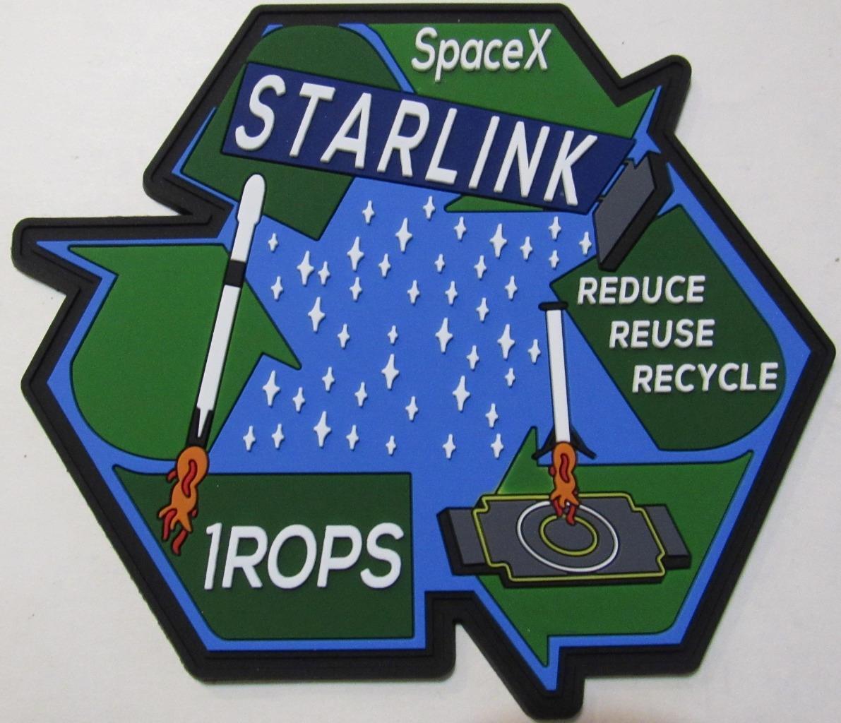 FALCON 9 STARLINK REDUCE REUSE RECYCLE 1ROPS MISSION SPACE PATCH PVC MATERIAL