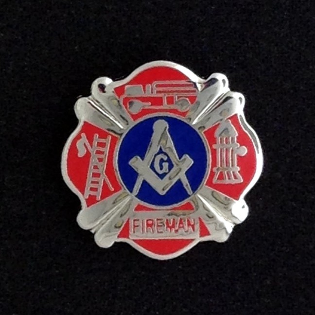 Masonic Fireman Lapel Pin in Silver (MFD-1)