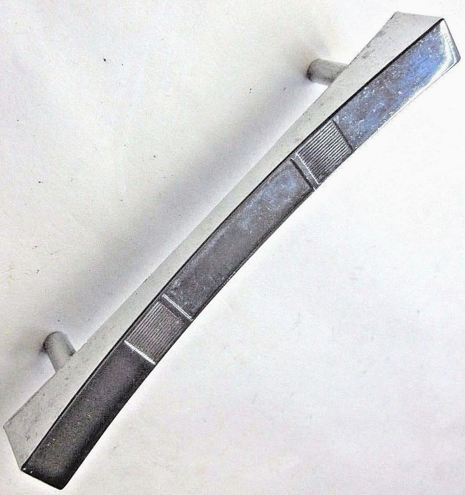 Drawer Cabinet Door Pull Handle Chrome Repurposed Concave Ribbed 4" Centers MCM