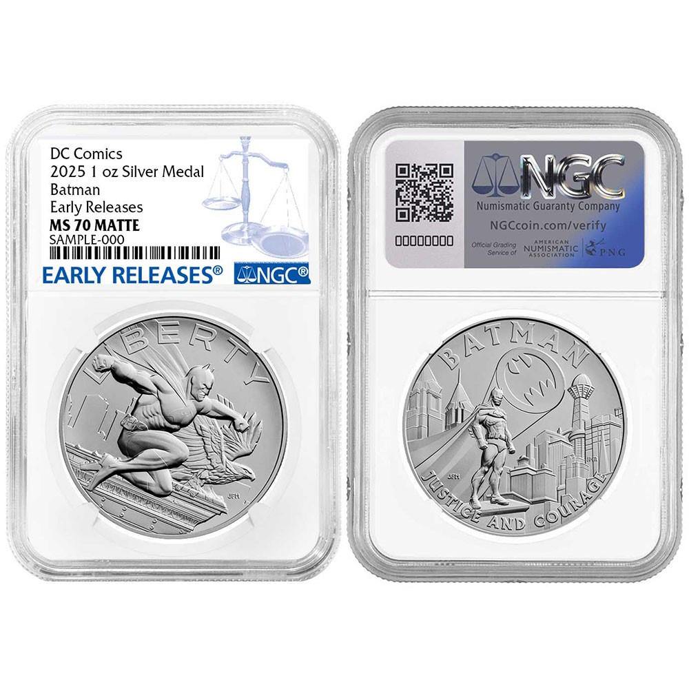 2025 Batman DC Comics 1 oz Silver Medal NGC MS70 ER Blue Label