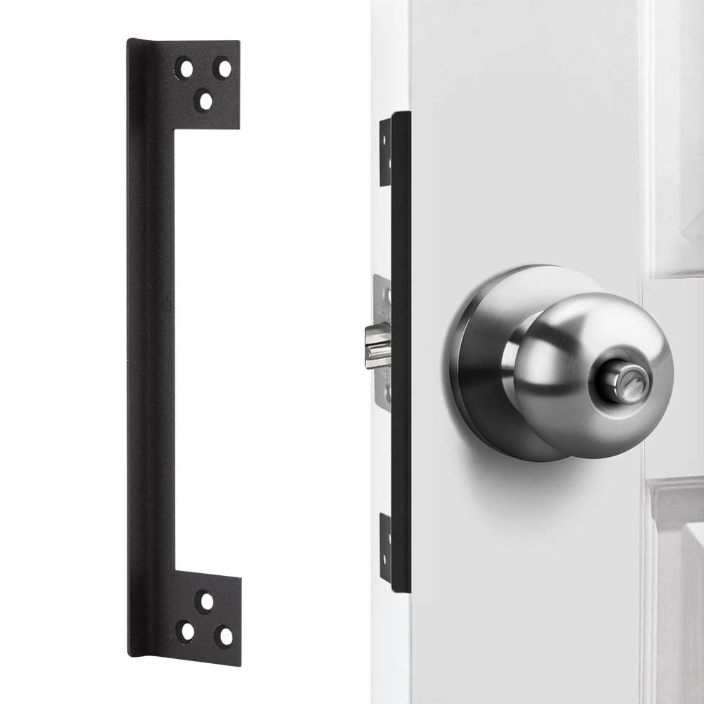 MOSECYOU Door Latch Guard Plate, Outswing 7 in. - 1pack, Matte Black