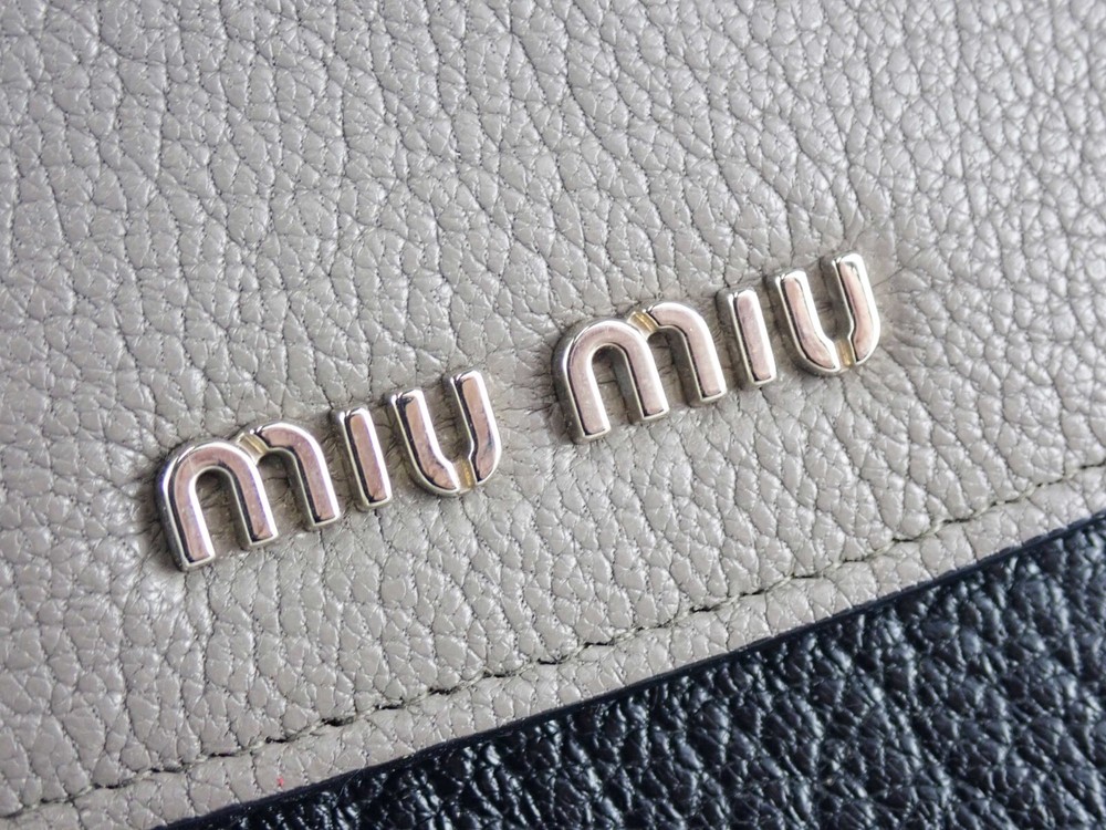 MIUMIU Card Holder Black Gray Bicolor