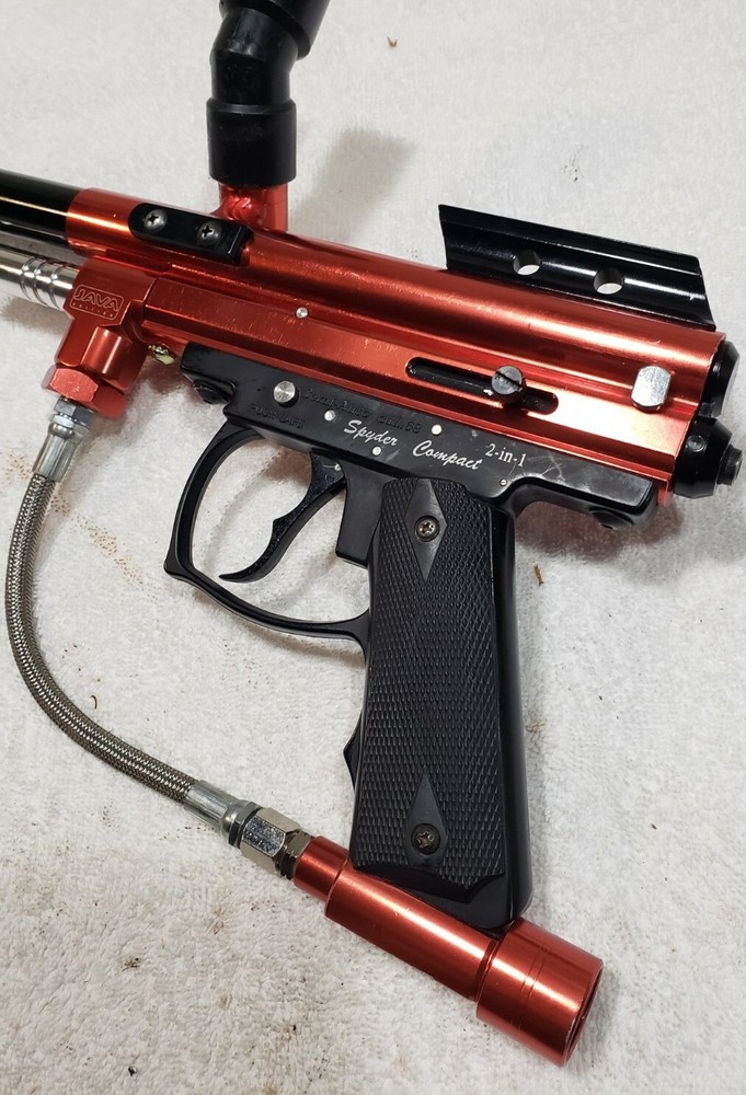 SHARP Red Java Spyder Compact Semi Auto Paintball Gun and Barrel WORKS GREAT