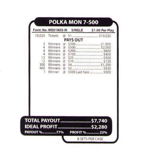 Pull Tab Tickets - Jar - Game - Polka Mon - 10,020 ct