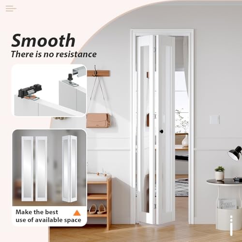 Preassembled Bifold Mirrored Barn Doors for 24x80 24"x80" White