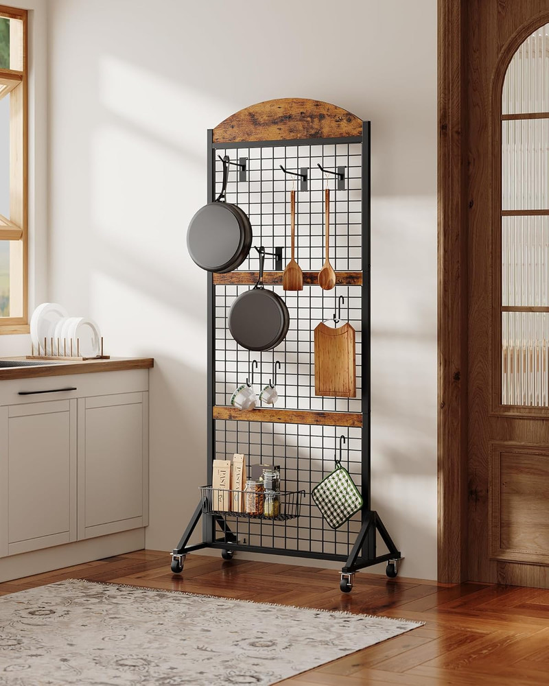 Grid Wall Panel 5.7' X 2' FT Grid Display Rack, 2 Pack Movable Gridwall Display