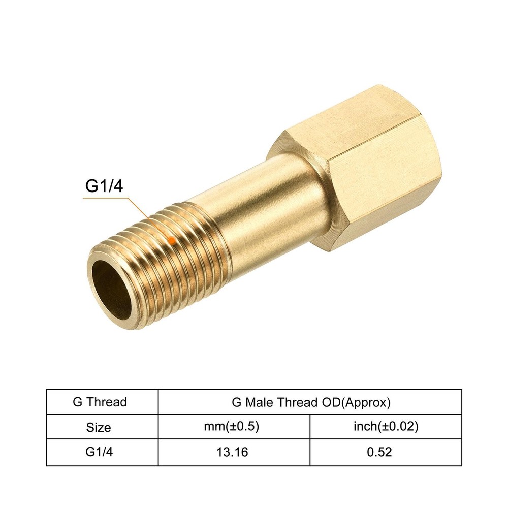 Brass Pipe Fitting G1/4 Adapter 50mm Extension Connector Hex Coupling