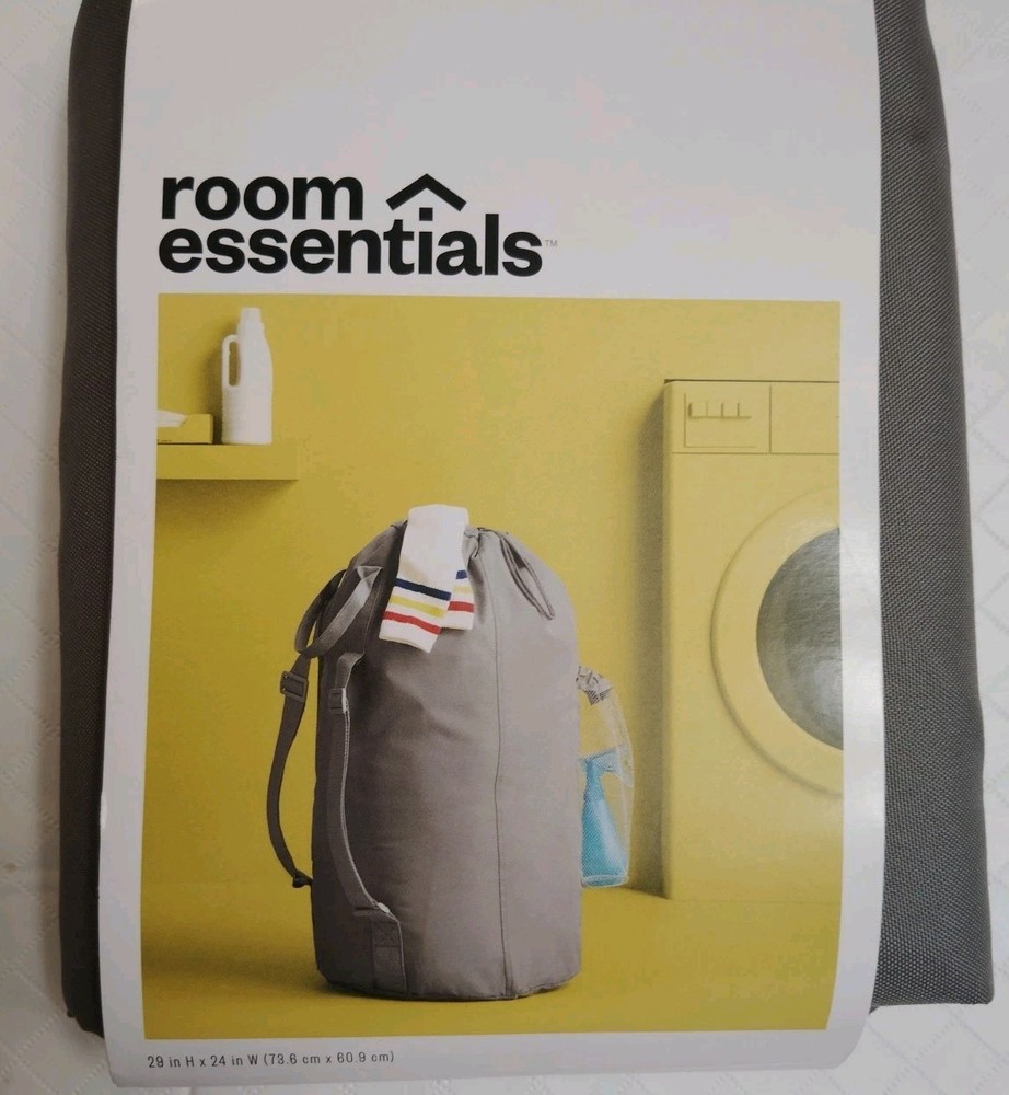Room Essentials Backpack Laundry Bag gray w/ Straps Adjustable 29” H 24”W Dorm