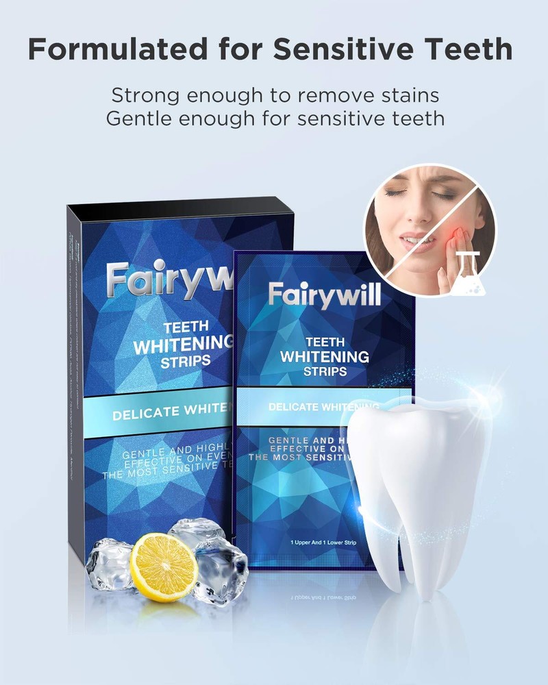 Fairywill 28 Advanced Teeth Whitening Strips Mint Pro Low Sensitivity Ingredient