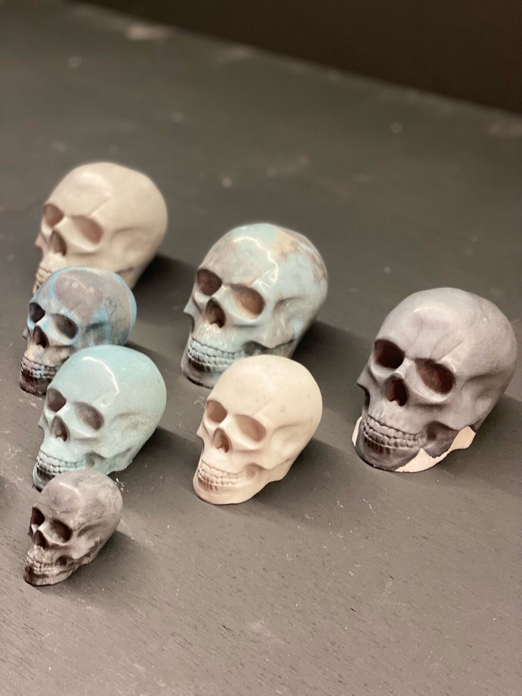 Handmade Concrete Skull Figure