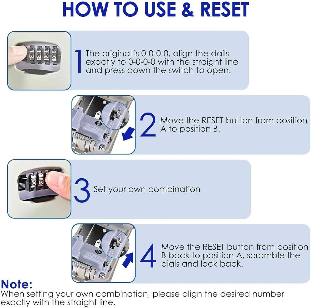 Upgraded Waterproof Key Lock Box - Resettable 4-Digit Combination Security