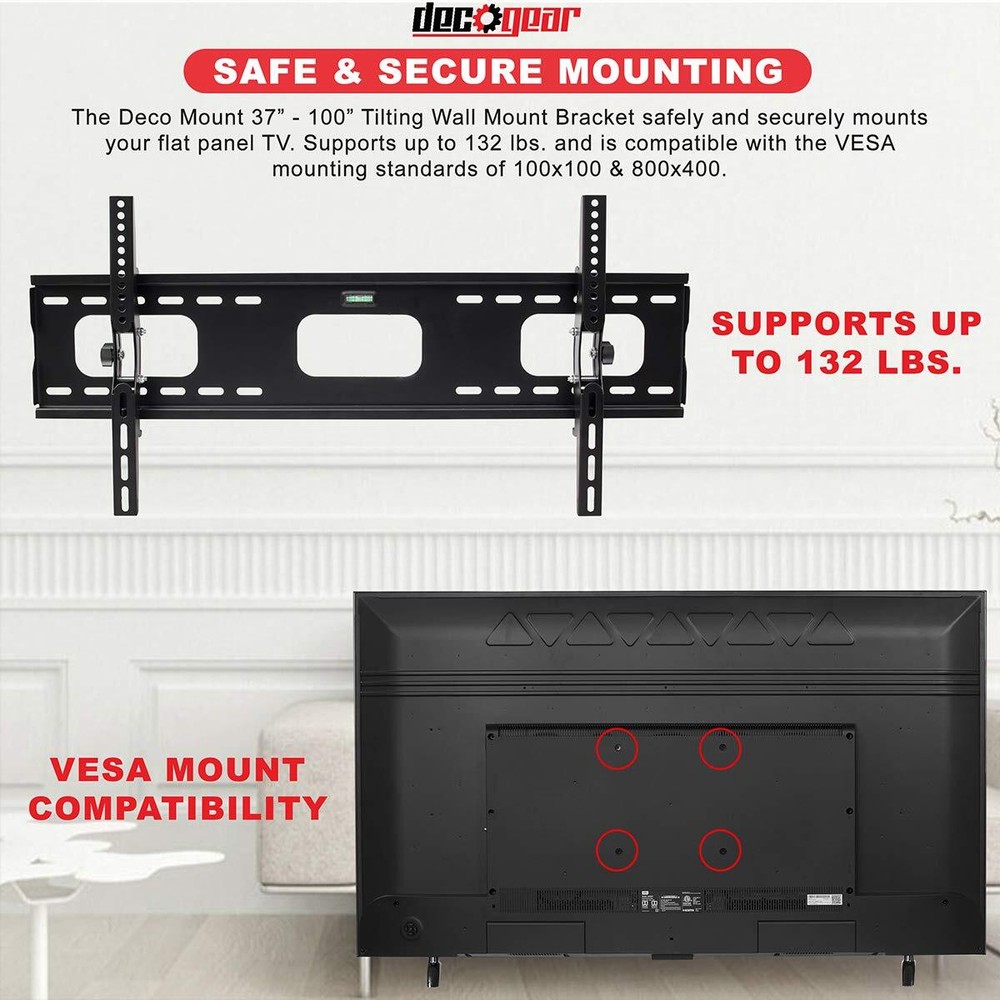 Deco Mount 37"-100" Full Motion TV Wall Mount Bracket with Tilt Function