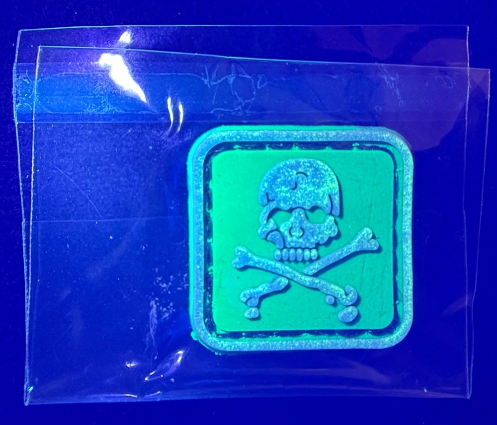 Skull Patch- Glow in the dark-UV reactive-tactical-Backpack-Hook and Loop