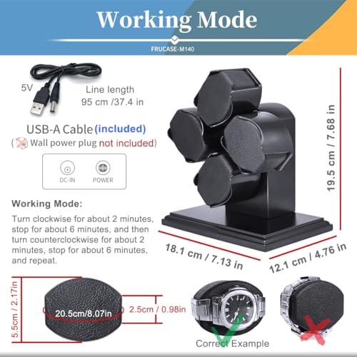4 Watch Winder for Automatic Watches Watch Box Automatic Winder Use USB Cable