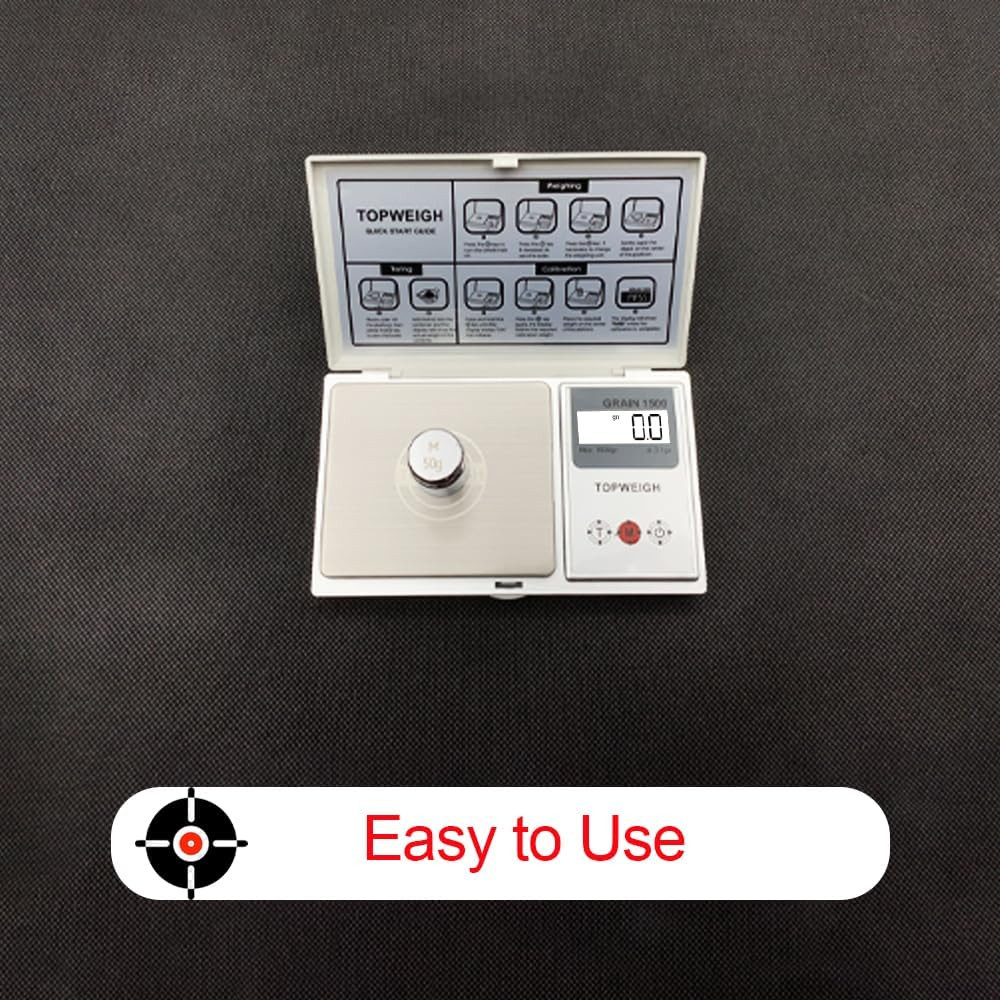 Digital Reloading Scale with Metal Pan, 1500 Grains x 0.1Gn, Includes Weights