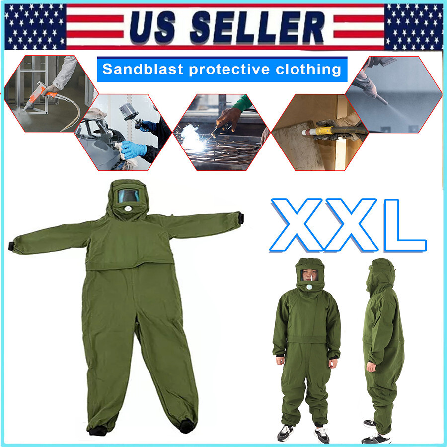 Sand Blasting Suit Elastic Cuff Work Overalls for Sandblasting Spraying Green