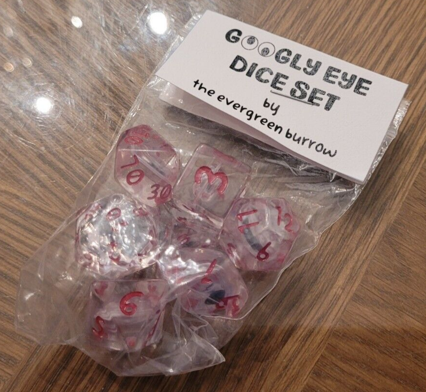 Googly Eye/clear Dice Set