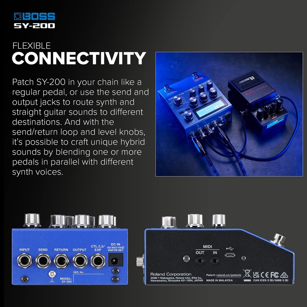 BOSS SY-200 SYNTHESIZER EFFECTS PEDAL – Advanced BOSS Polyphonic Guitar Synth...