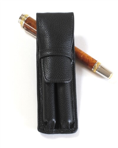 Leather Pen Holster - Black Double
