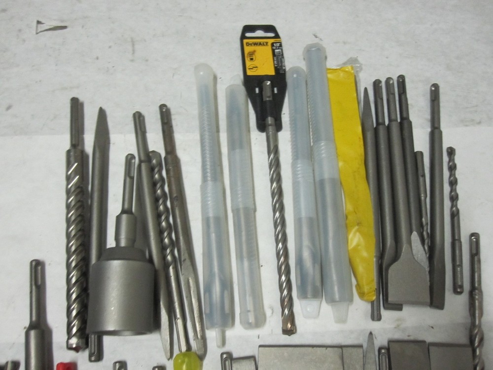 Lot of SDS Max + Other Chisel Scraper Hammer Drill bits + Other Tools