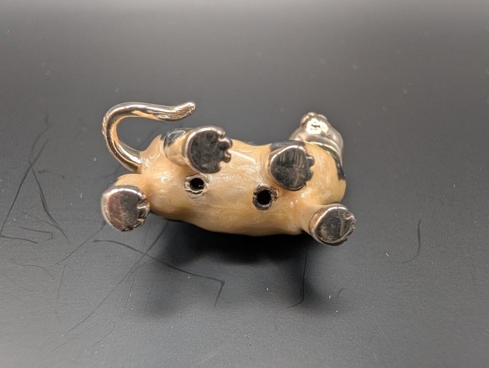 Saturno Sterling Silver and Enamel Black & White Cat - "Medium"