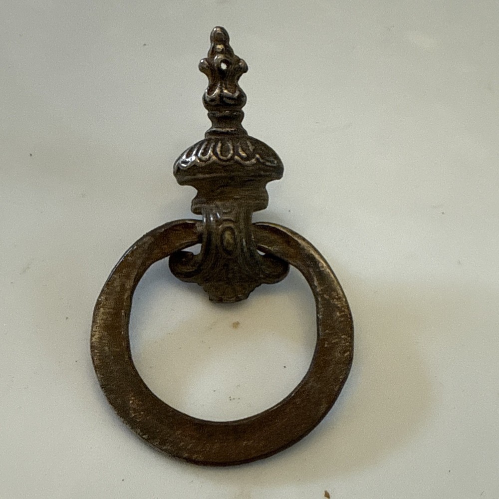 4 Vintage Brass Ornate Drop Ring Pulls