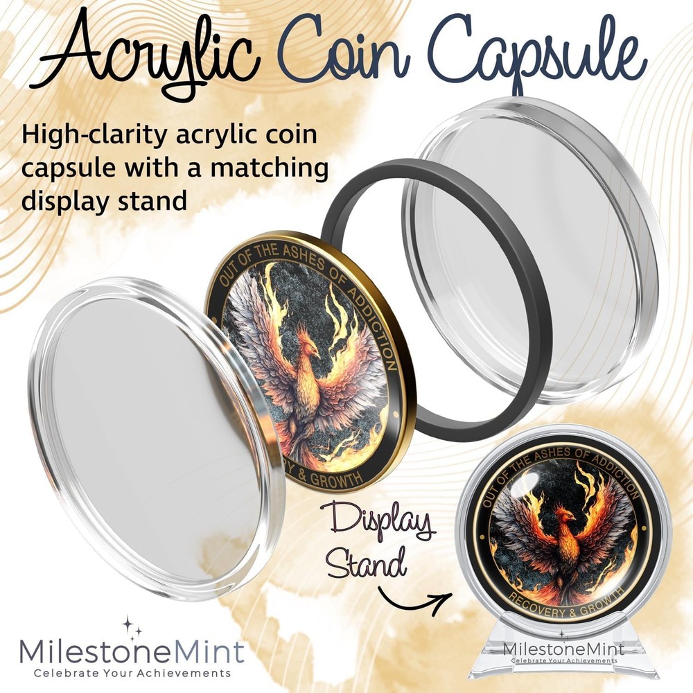 MilestoneMint Phoenix Sobriety Coin Gift Set | 00 Affirmation,