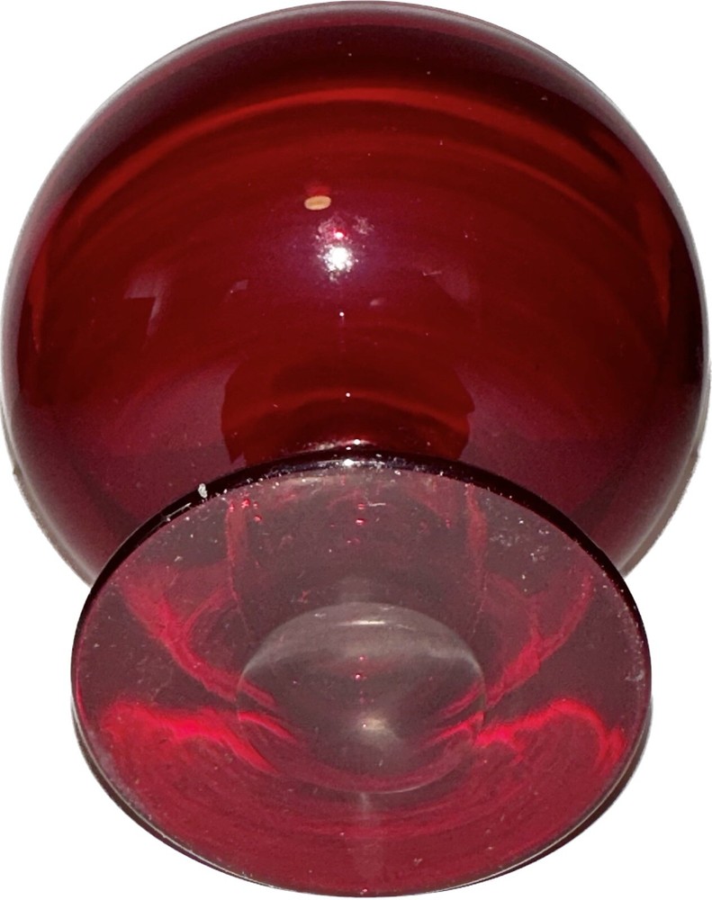 Pairpoint Ruby Red Compote With Clear Bubble Stem