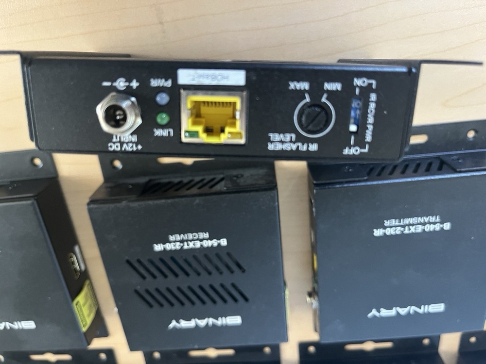 (9) Binary B-540-EXT-230-IR Transmitter 4K HDMI Extender Power Supply CAT 5/6
