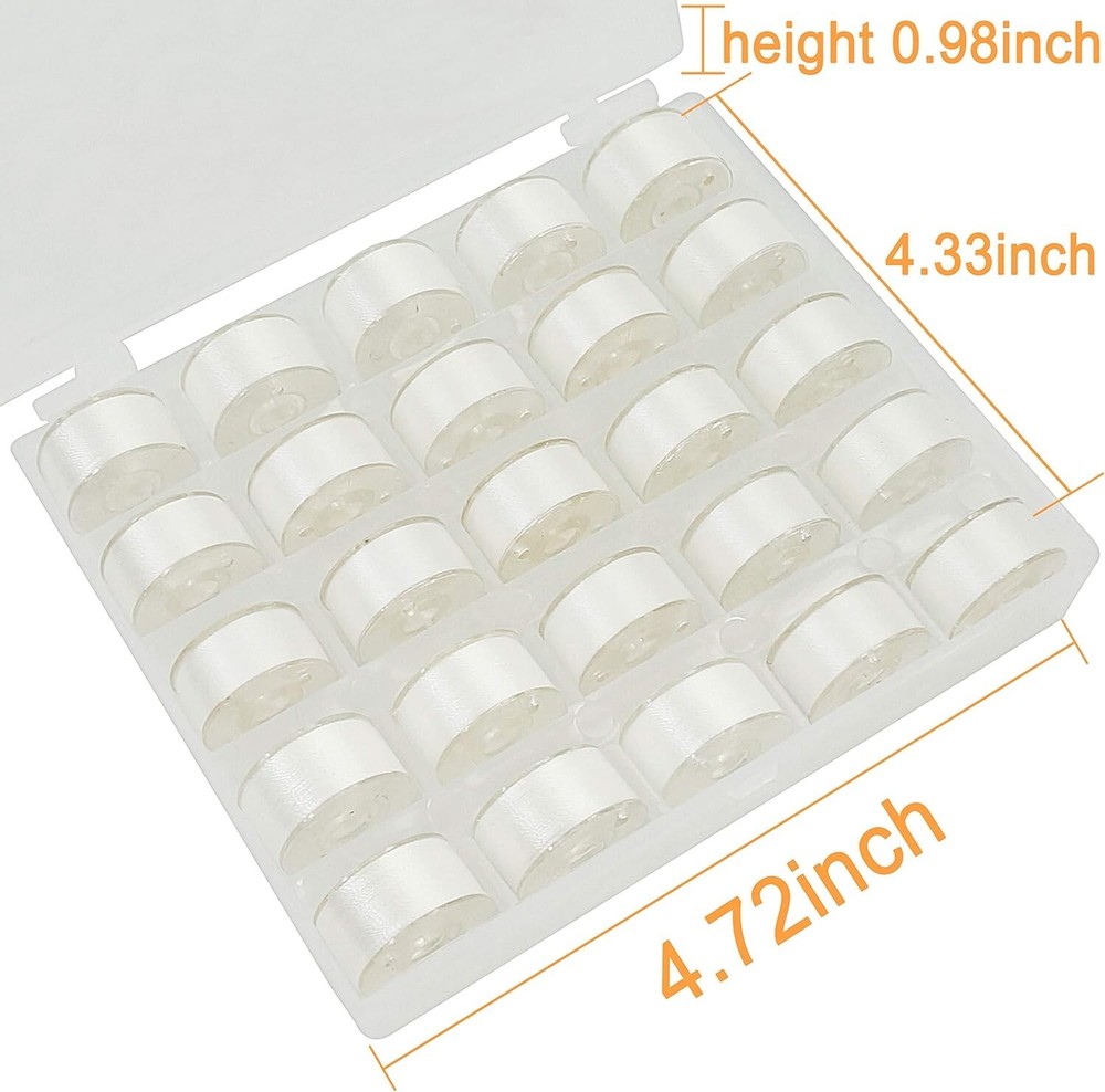 Versatile 25pcs White Prewound Bobbin Thread for Sewing Machines & DIY Projects