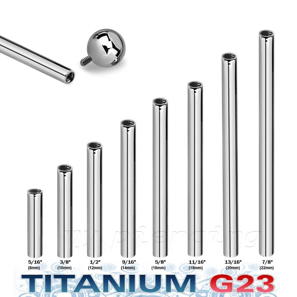 PAIR G23 Titanium Internal Thread Barbell Post Replacement Tongue & Nipple Ring