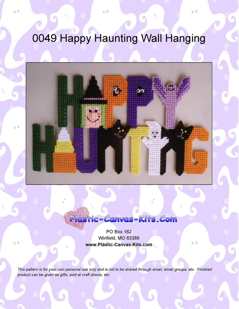 Happy Haunting Wall Hanging-Halloween-Plastic Canvas Pattern or Kit