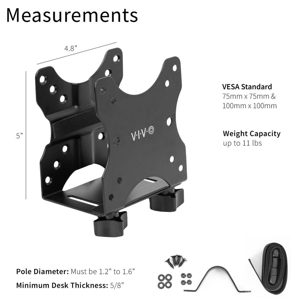 VIVO Adjustable Thin Client Mini PC Mount Bracket, CPU VESA Under Desk and Mo...