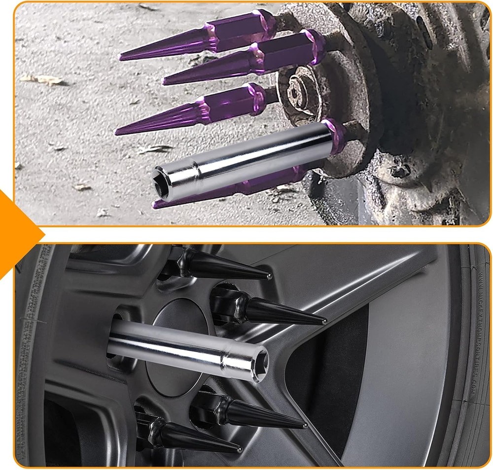 Spike Lug Nuts Socket Key - Solid Socket with 19Mm Hex, Universal Spiked Lug Nut