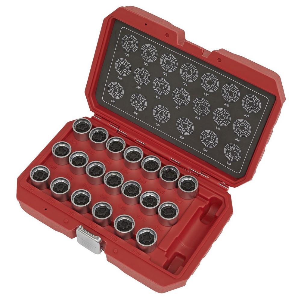 Sealey Locking Wheel Nut Key Set 20pc VAG Garage Storage Case