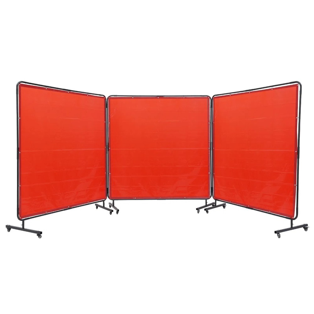 Welding Screen with Frame, 6' x 6' 3 Panel Welding Curtain Screens, Flame-Resist
