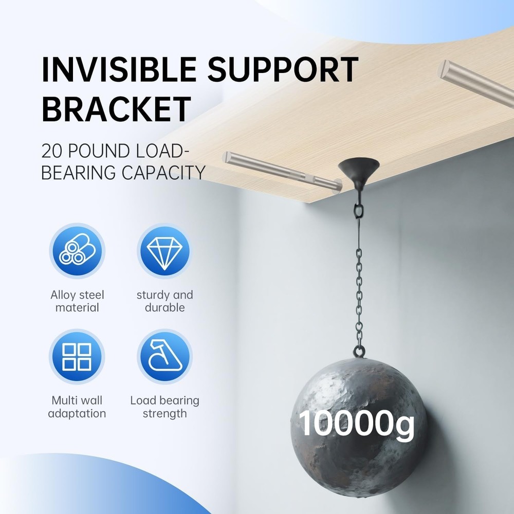Floating Shelf Invisible Support Bracket - Silver Hidden Brackets for Floatin...