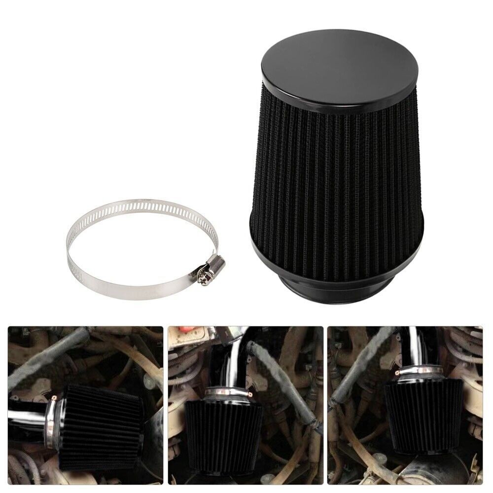 2PCS 3"76mm High Flow Inlet Dry Air Filter Cold Air Intake Cone Replacement