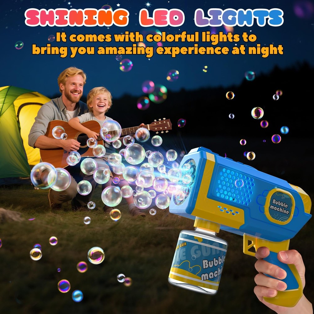 2 Pack Bubble Guns with 4 Bottles Solution, Automatic Bubble Machine Blaster ...