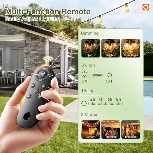 33(27+6) FT Solar String Lights Waterproof,Patio 27+6FT(9 Sockets)(1 Pack)