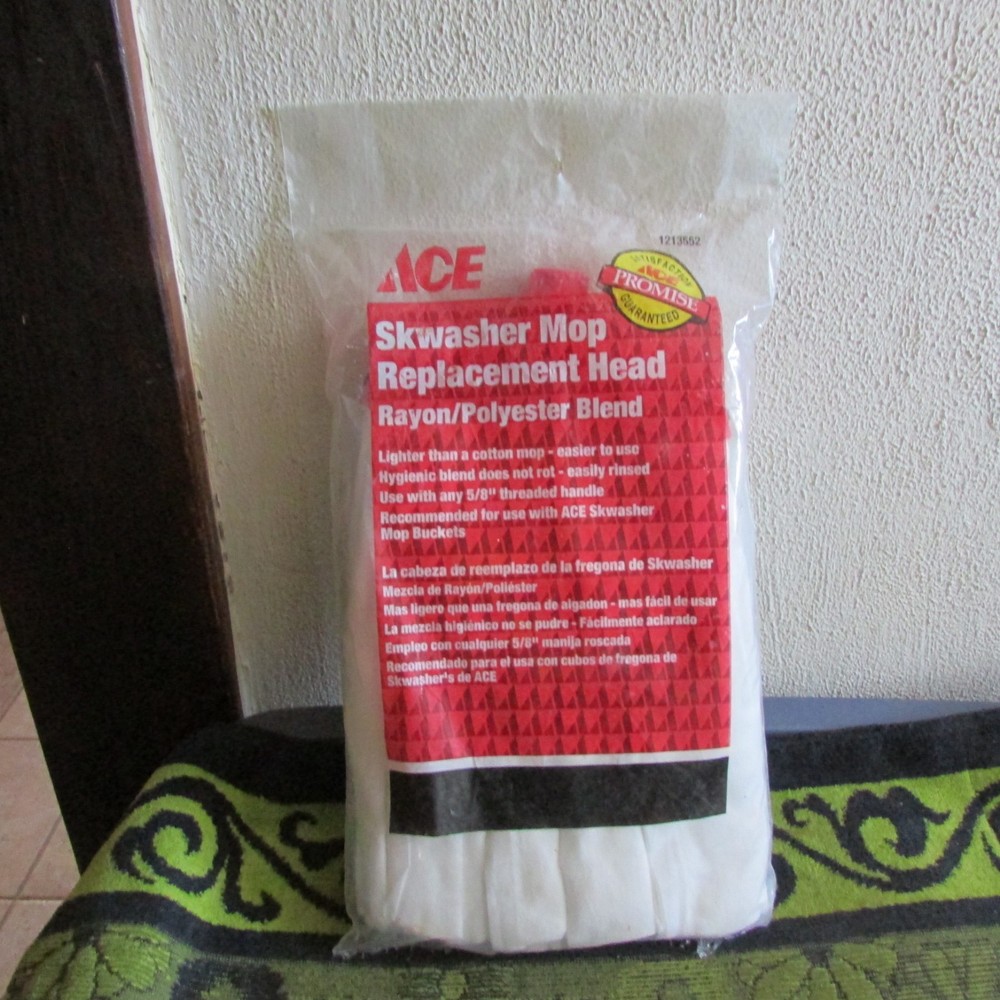 *** NOS, 2002 Ace Skwasher Mop Replacement Head. 5/8" Threaded Handle.***
