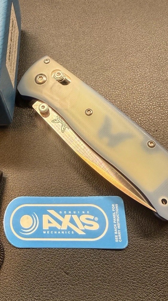 BM 535 Folding Knife w/ Transparent Handle  Authenticity Unverified