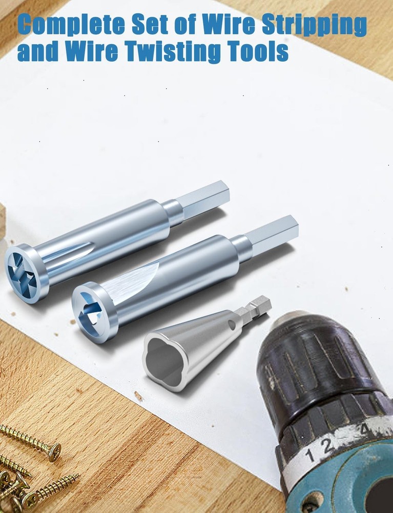 3 Pack Wire Twisting Tool 3 Way/5 Way Wire Stripping Tools for Power Drill