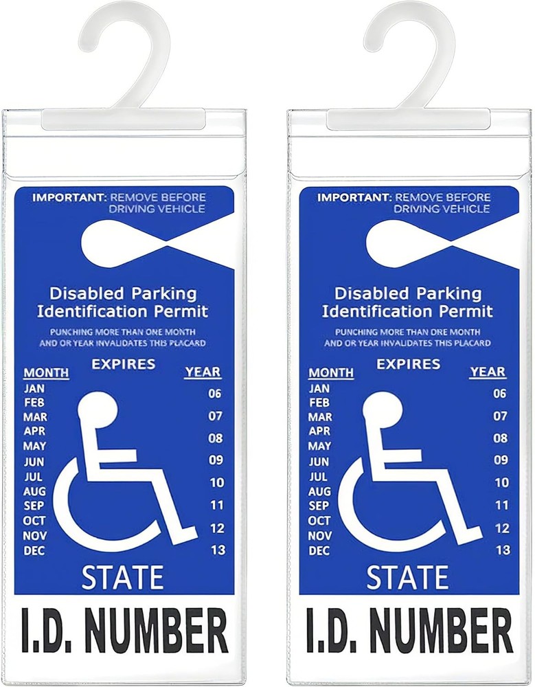 2PCS Handicap Placard Holder Disabled Parking Permit Protector Sleeve with Hook